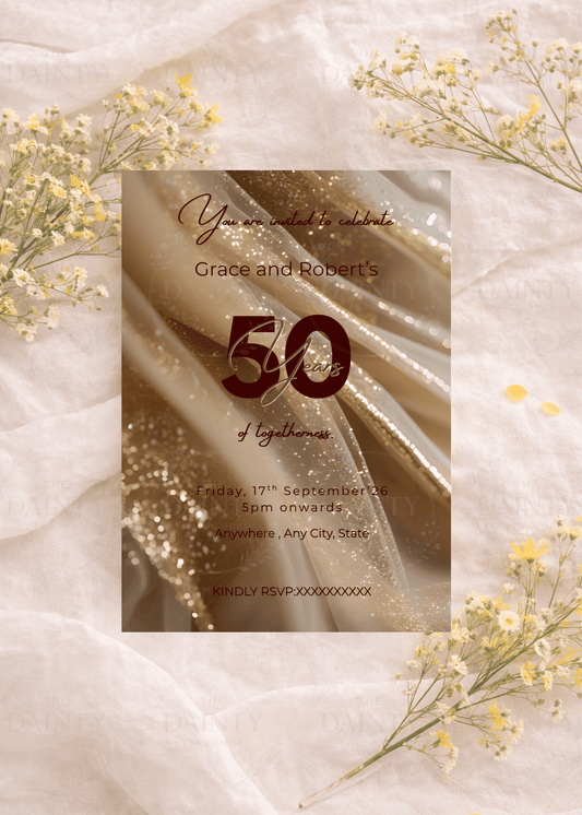 Glorious 50 | Wedding anniversary party Invitation Template | Canva Invitation | Printable & WhatsApp Invite | Instant Download