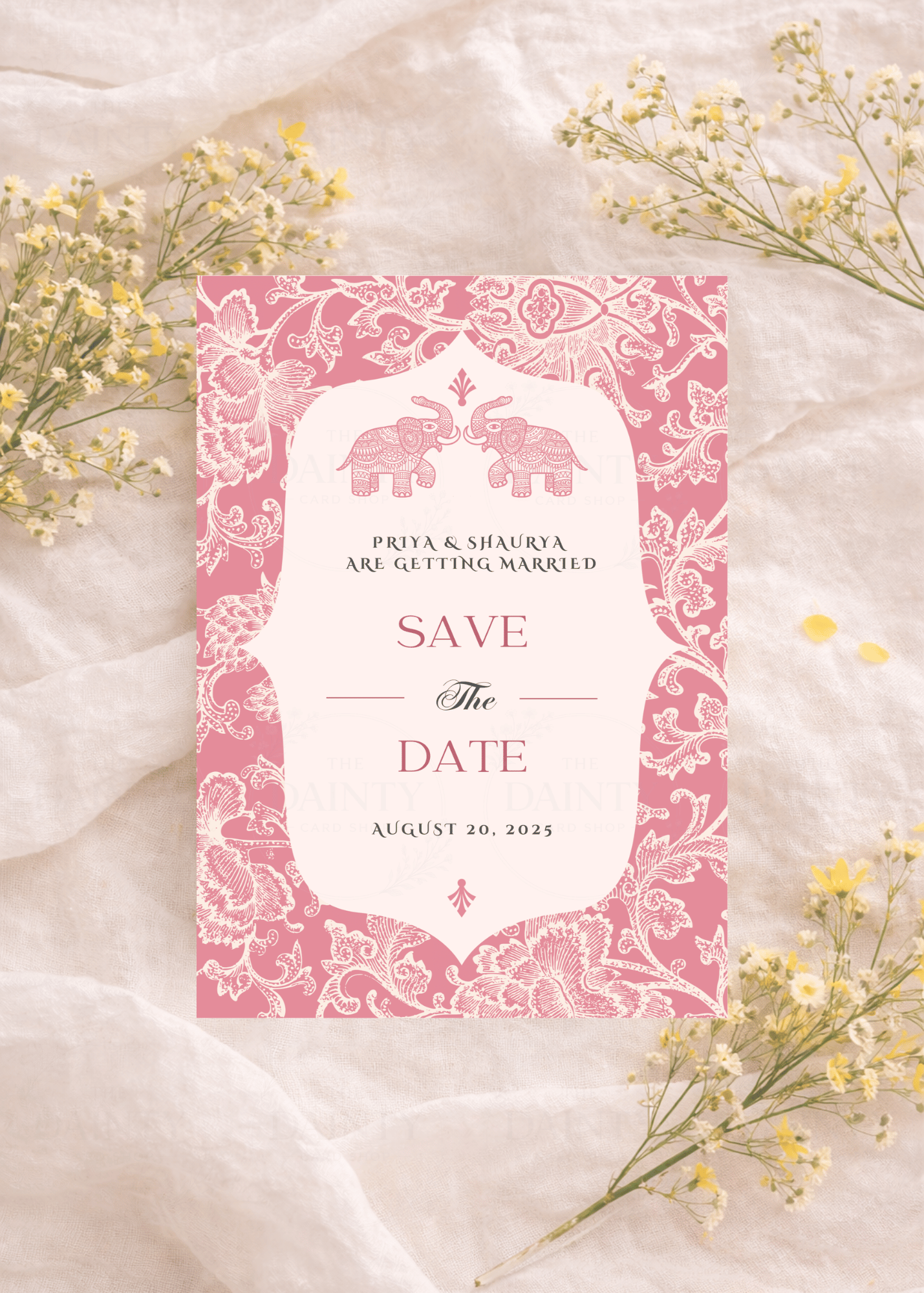 Pink ellie | Save the date Editable Digital Invitation Template | Canva Invitation | Printable & WhatsApp Invite | Instant Download