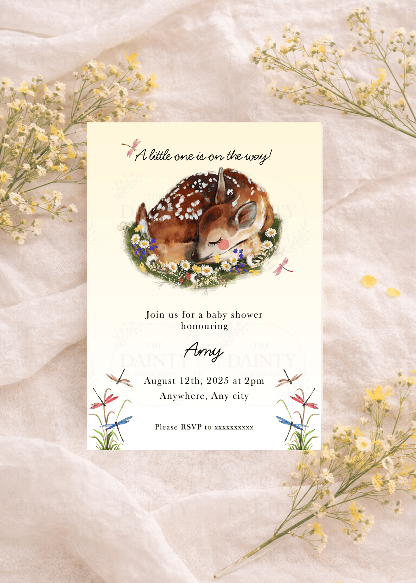 Doe eyed beauty | Baby shower Editable Digital Invitation Template | Canva Invitation | Printable & WhatsApp Invite | Instant Download