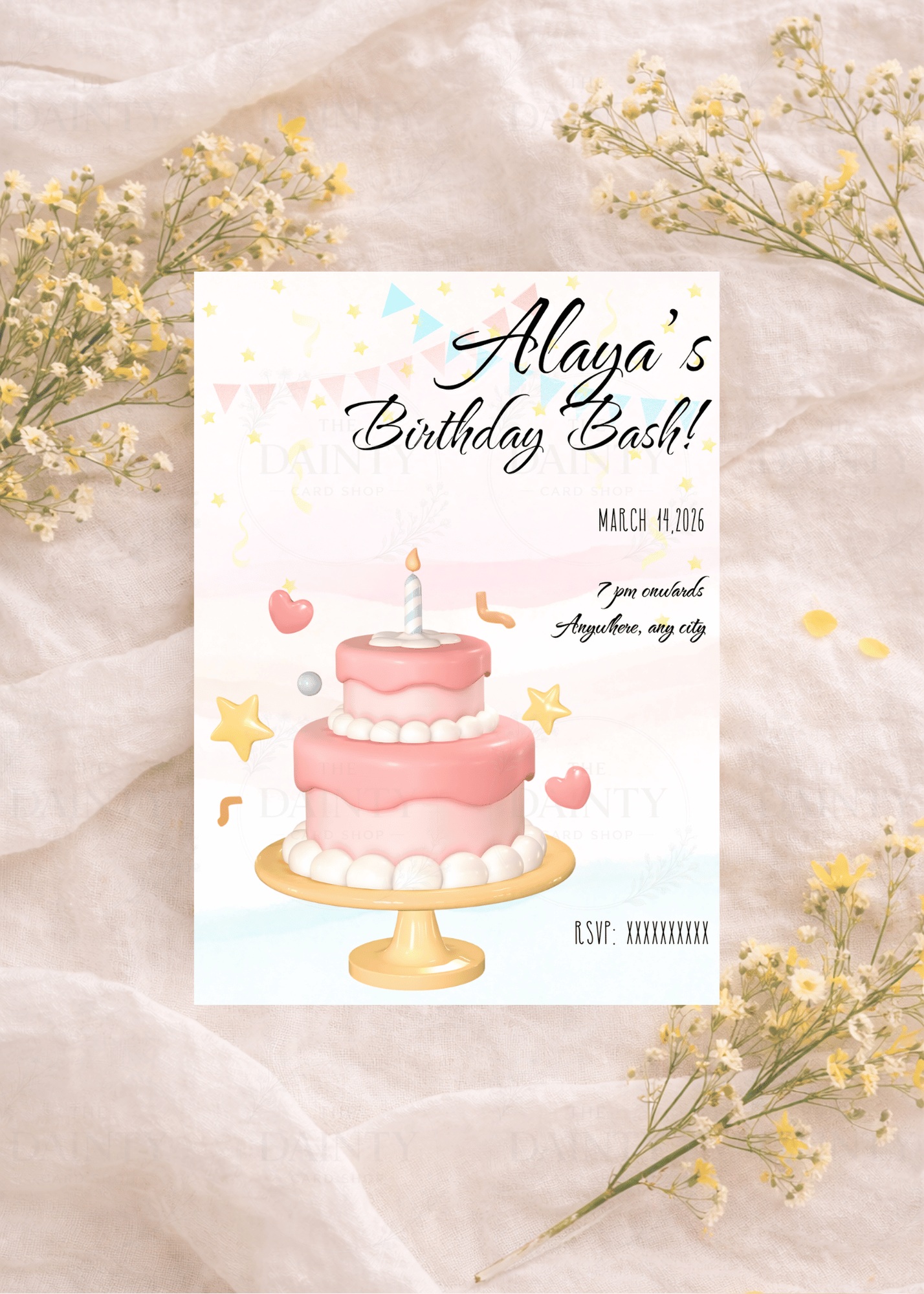Pretty in pink | Birthday party Editable Digital Invitation Template | Canva Invitation | Printable & WhatsApp Invite | Instant Download