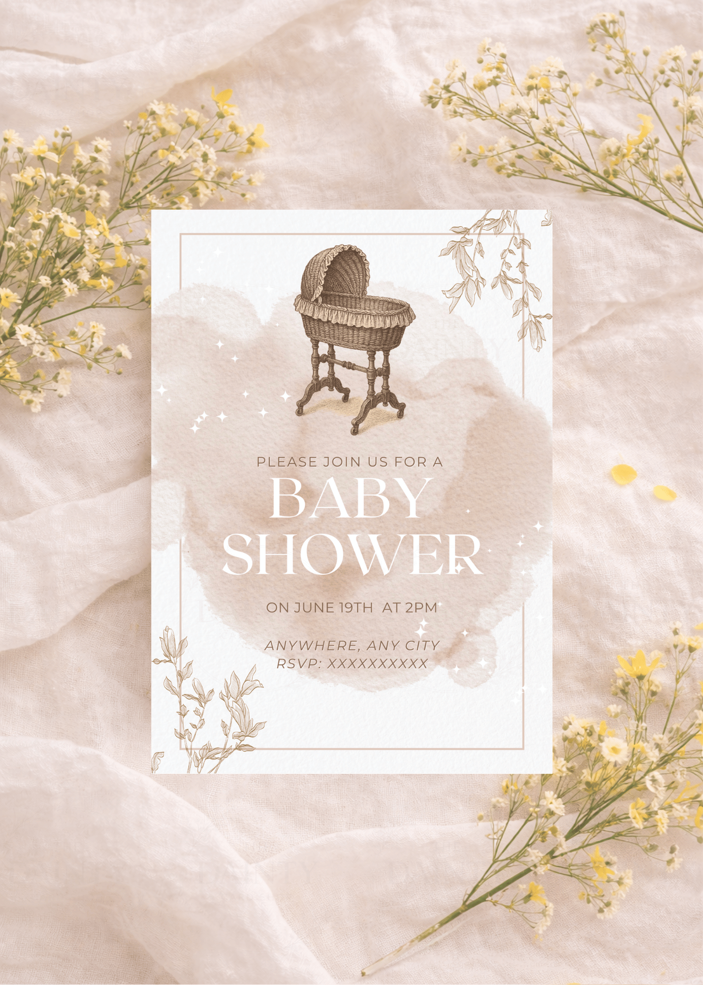 Beige elegance | Baby shower Editable Digital Invitation Template | Canva Invitation | Printable & WhatsApp Invite | Instant Download