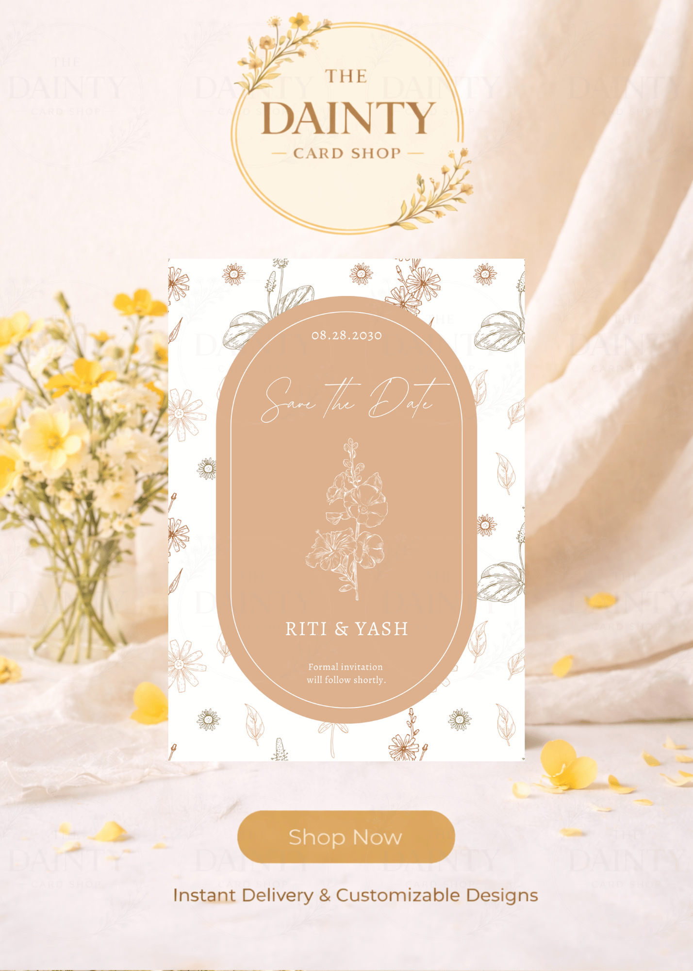 Minimalistic | Save the date Editable Digital Invitation Template | Canva Invitation | Printable & WhatsApp Invite | Instant Download