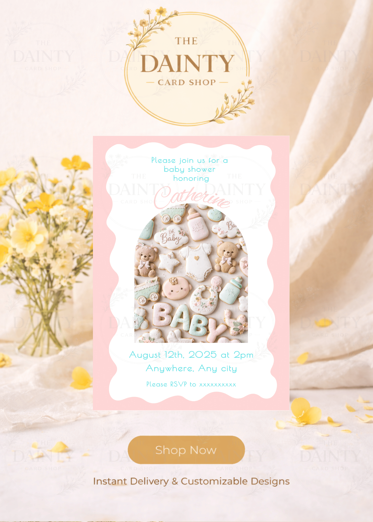 Cookies and cream | Baby shower Editable Digital Invitation Template | Canva Invitation | Printable & WhatsApp Invite | Instant Download