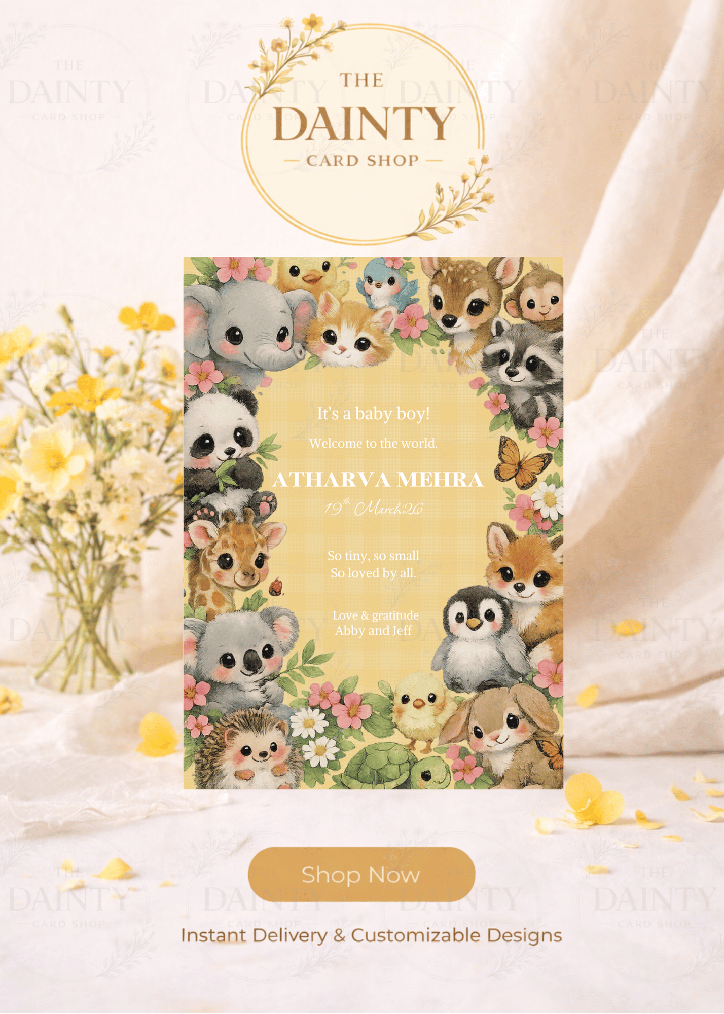Welcome to the jungle | Birth announcement Editable Digital Invitation Template | Canva Invitation | Printable & WhatsApp Invite | Instant Download