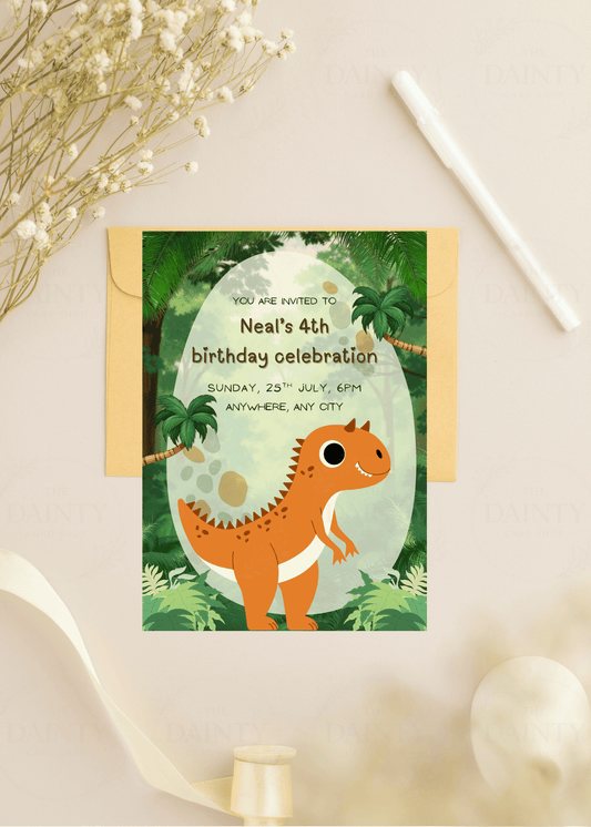 Dino | Birthday party Editable Digital Invitation Template | Canva Invitation | Printable & WhatsApp Invite | Instant Download