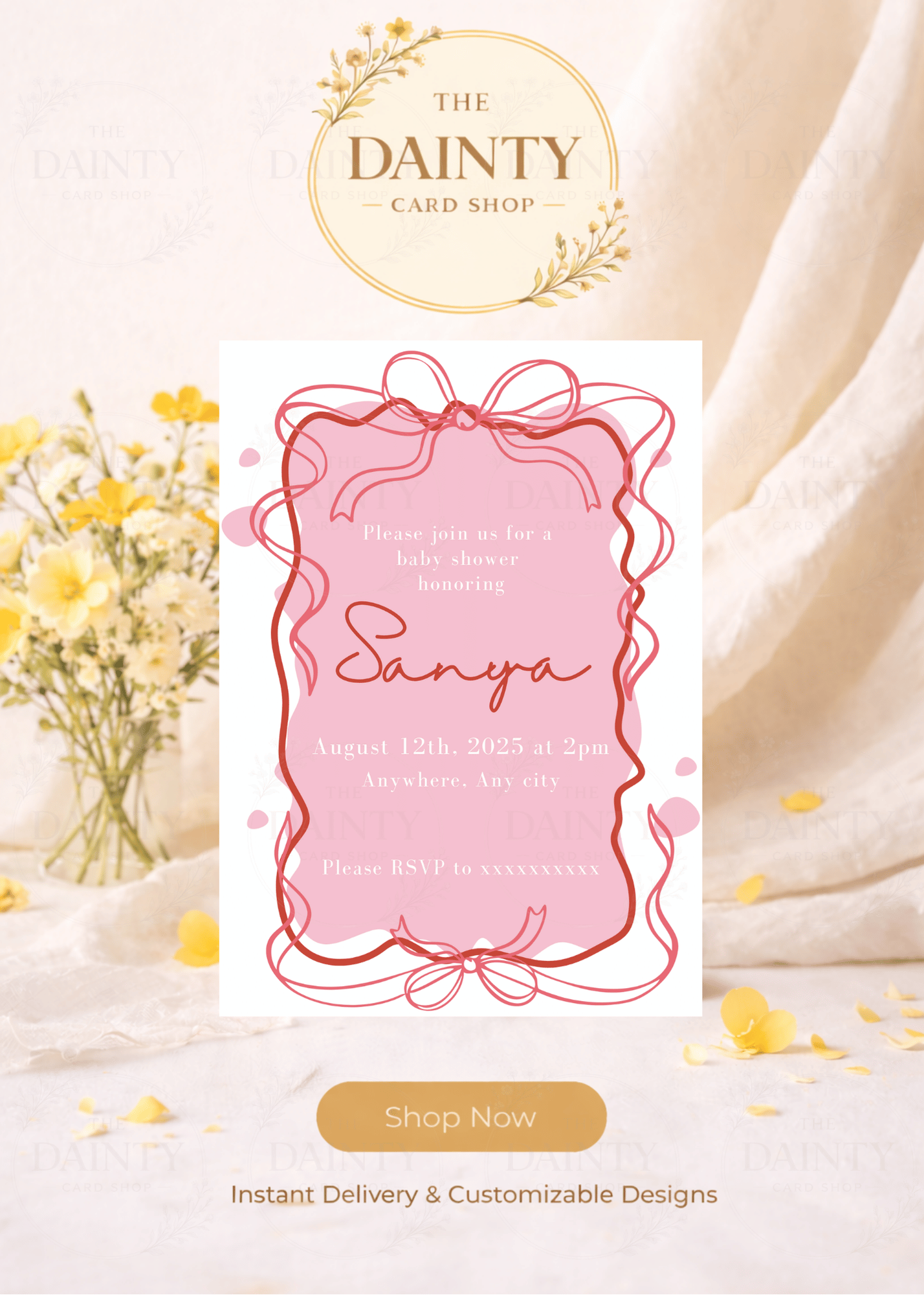 Knotted with love | Baby shower Editable Digital Invitation Template | Canva Invitation | Printable & WhatsApp Invite | Instant Download