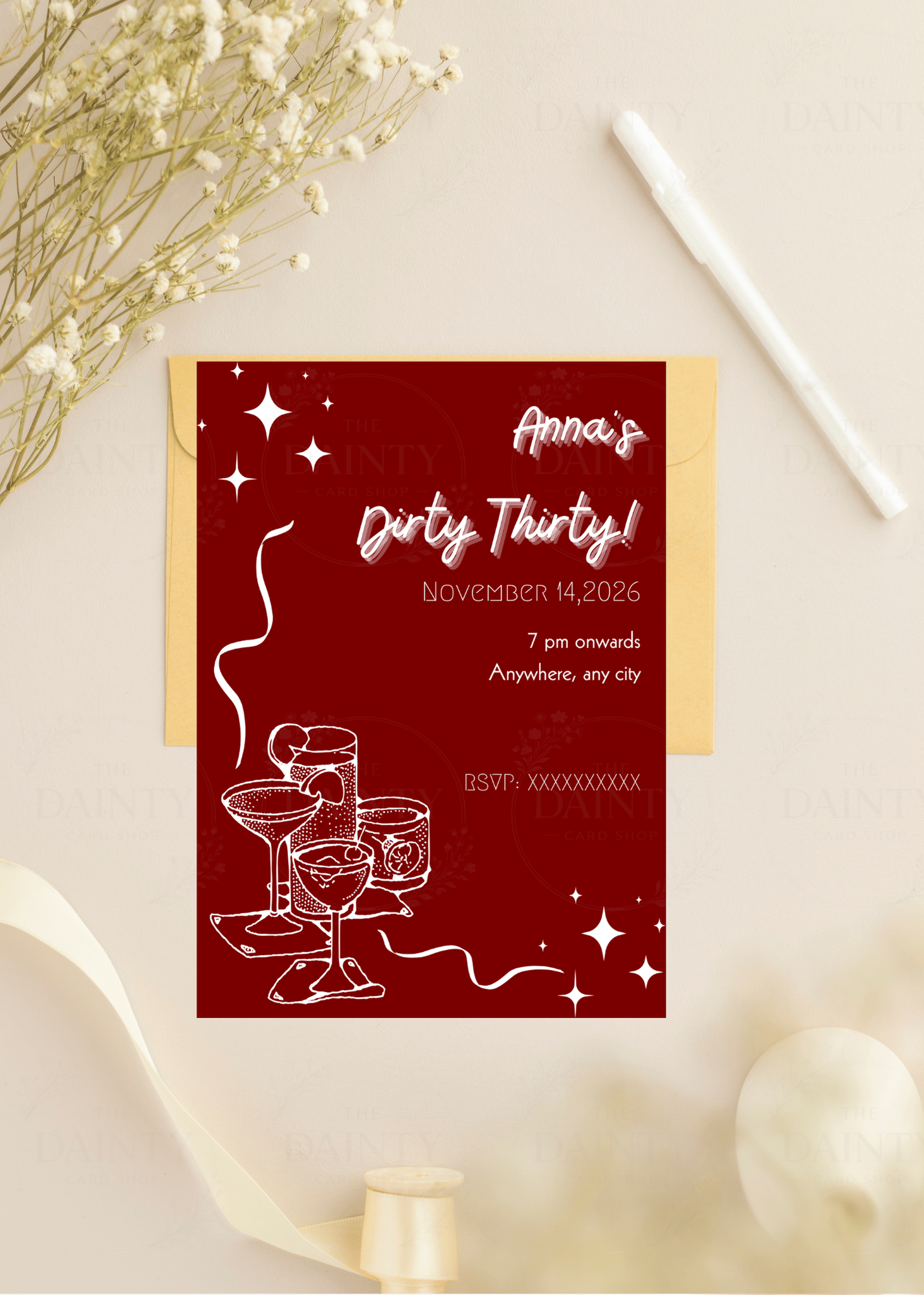 Dirty 30 | Birthday party Editable Digital Invitation Template | Canva Invitation | Printable & WhatsApp Invite | Instant Download