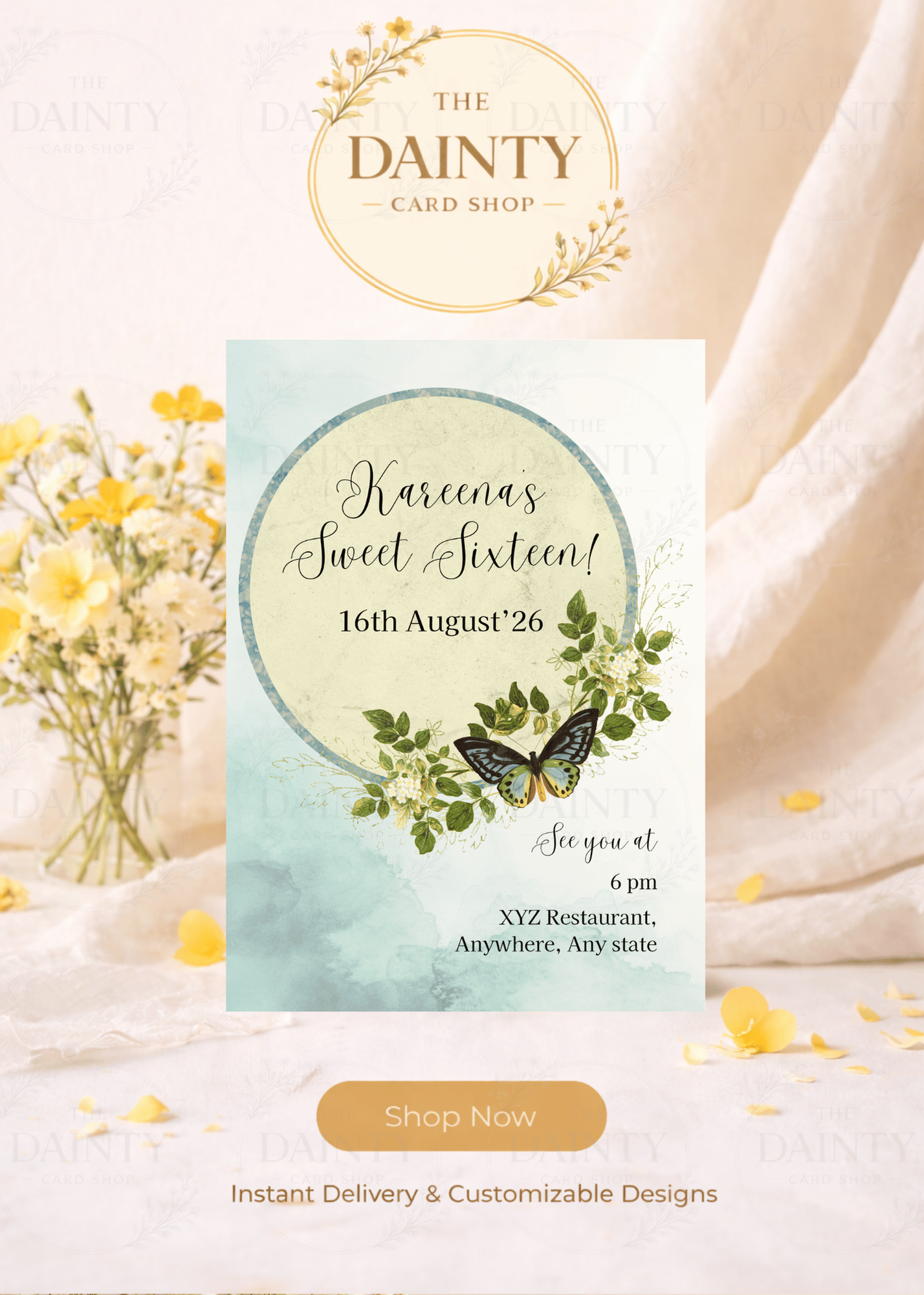 Butterfly magic | Birthday party Editable Digital Invitation Template | Canva Invitation | Printable & WhatsApp Invite | Instant Download