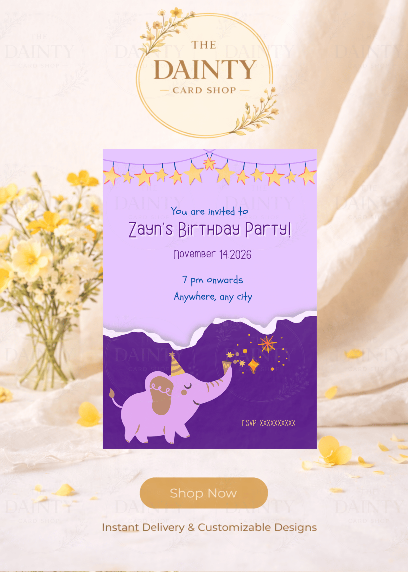 Dumbo magic | Birthday party Editable Digital Invitation Template | Canva Invitation | Printable & WhatsApp Invite | Instant Download
