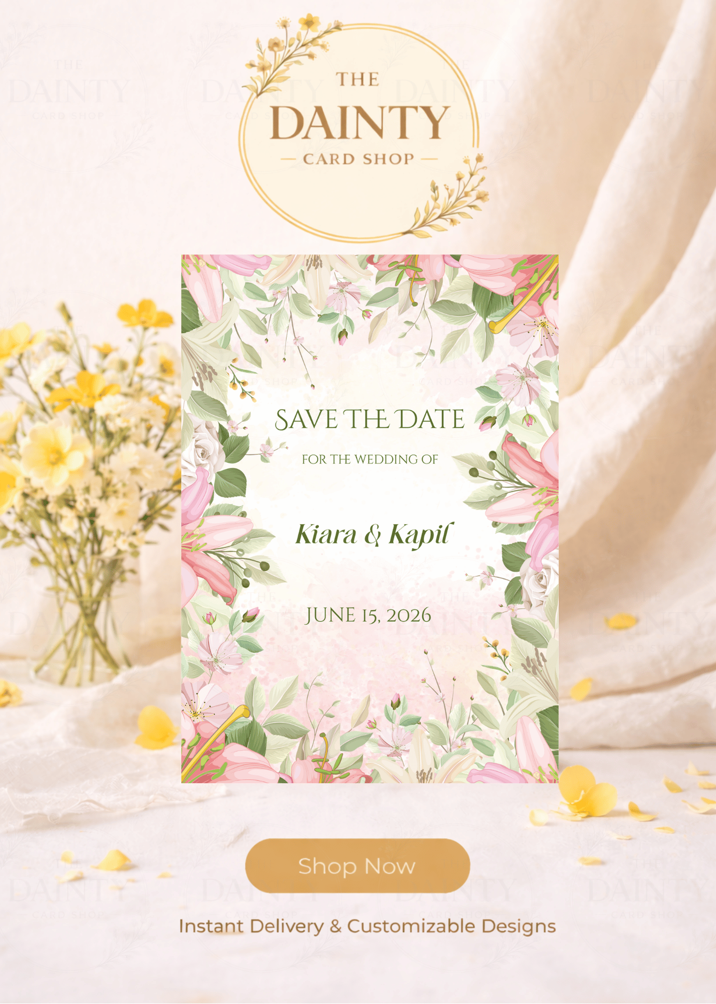 Lily love | Save the date Editable Digital Invitation Template | Canva Invitation | Printable & WhatsApp Invite | Instant Download