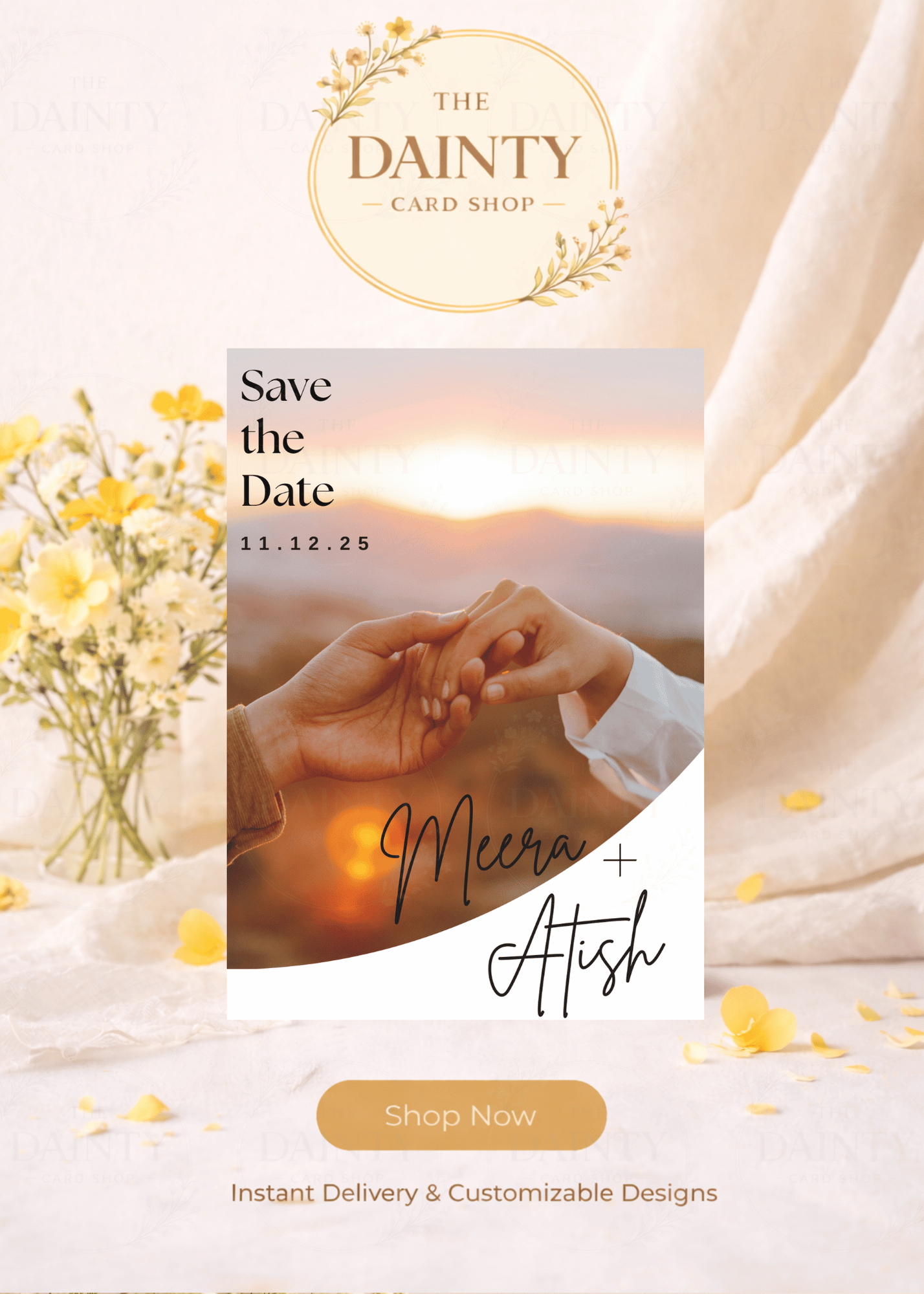 Hold my hand | Save the date Editable Digital Invitation Template | Canva Invitation | Printable & WhatsApp Invite | Instant Download