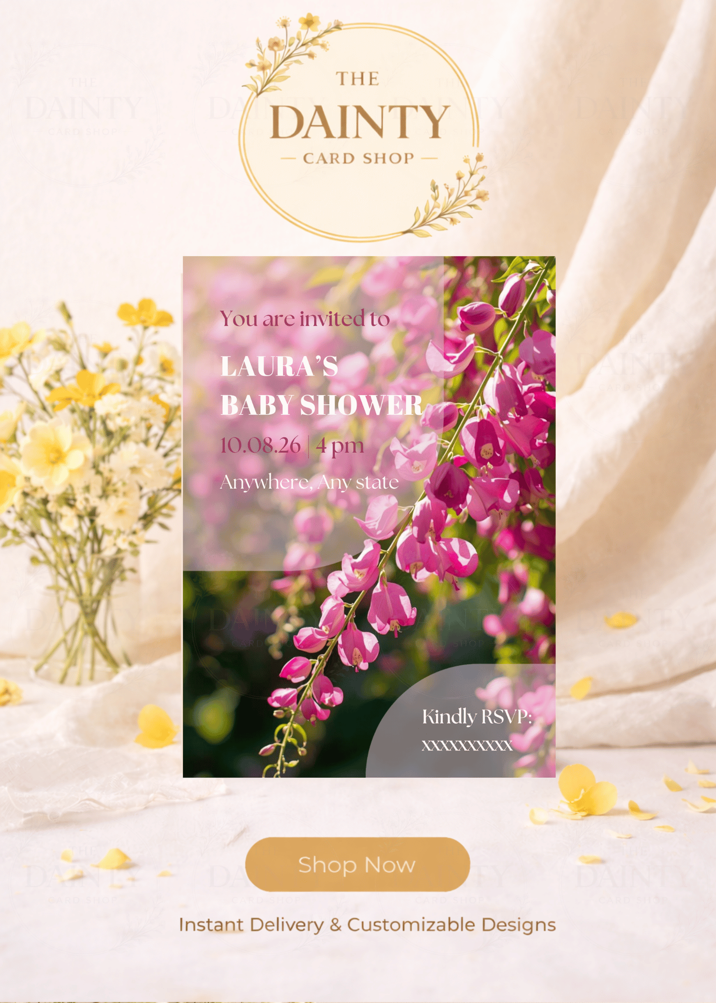 Enchanted garden | Baby shower Editable Digital Invitation Template | Canva Invitation | Printable & WhatsApp Invite | Instant Download