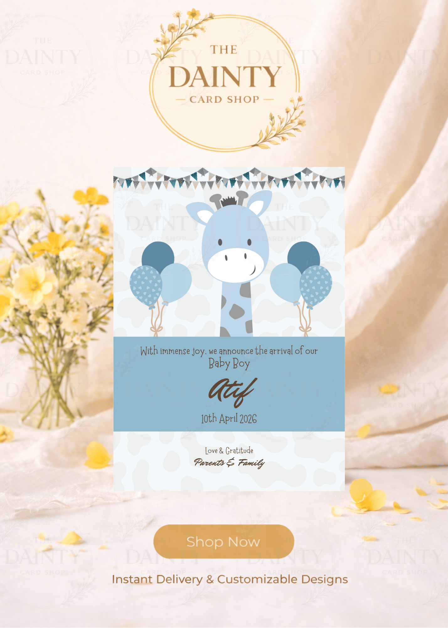 Bluey | Birth announcement Editable Digital Invitation Template | Canva Invitation | Printable & WhatsApp Invite | Instant Download