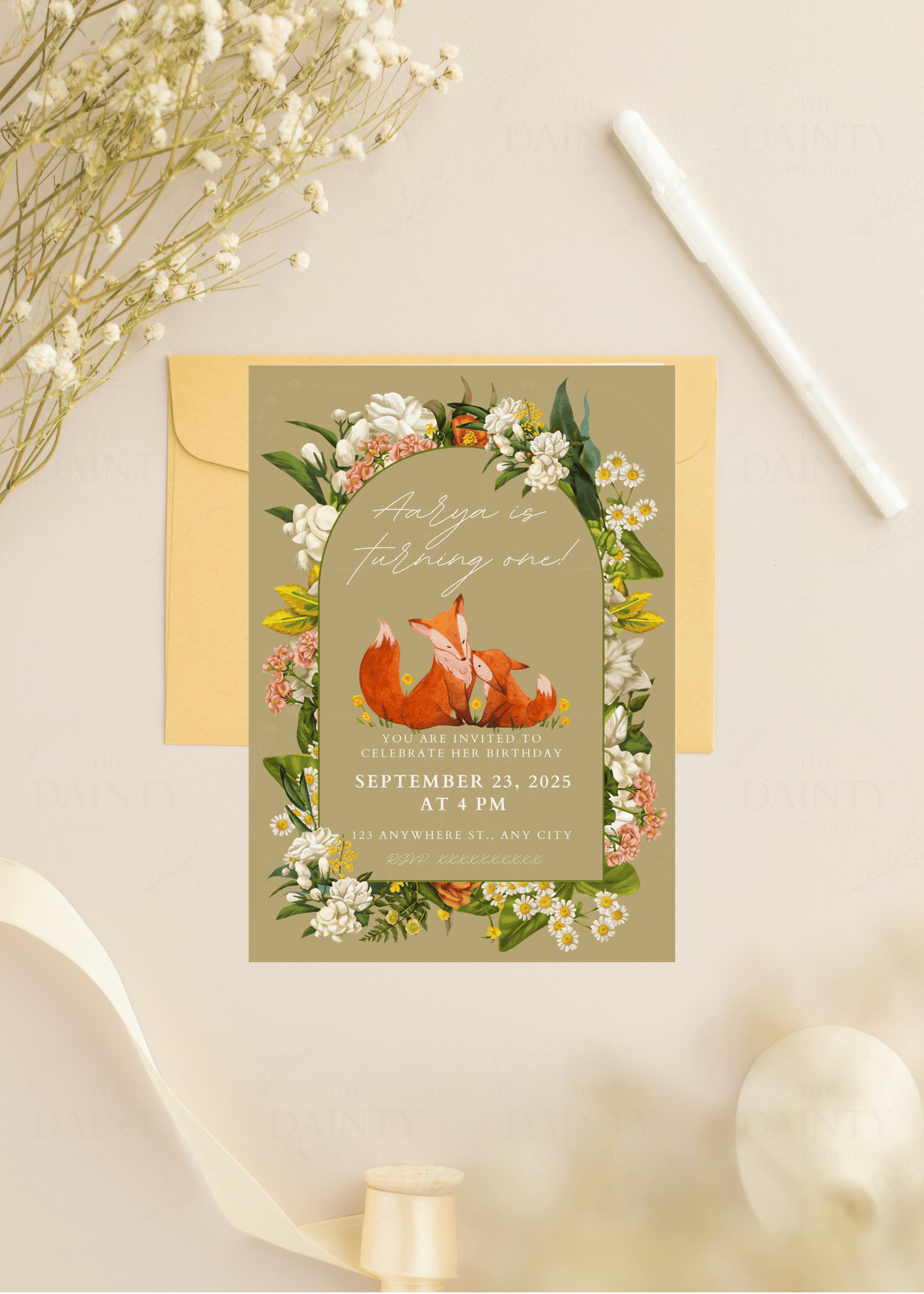 Baby fox | Birthday Party Editable Digital Invitation Template | Canva Invitation | Printable & WhatsApp Invite | Instant Download