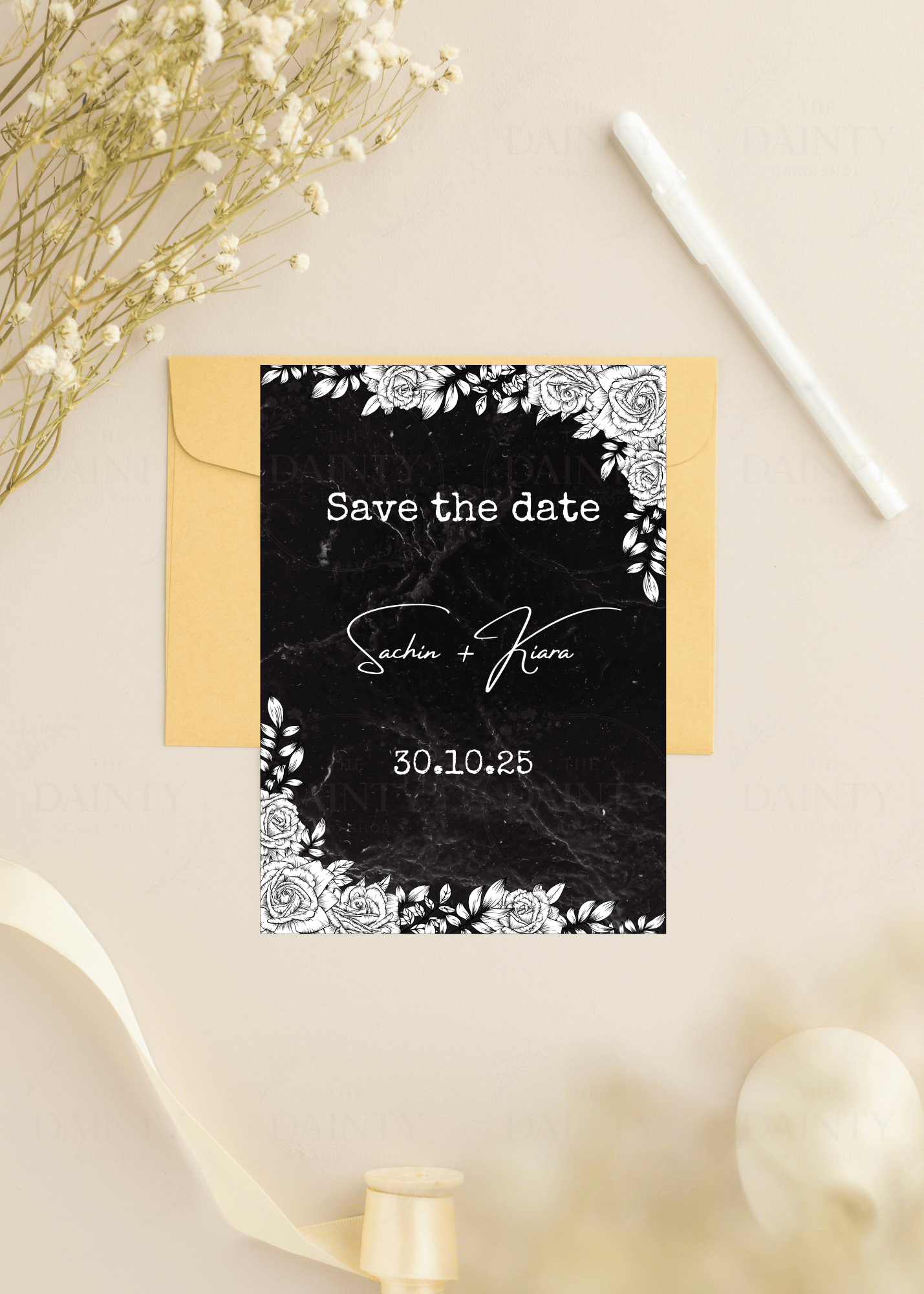 B&W | Save the date Editable Digital Invitation Template | Canva Invitation | Printable & WhatsApp Invite | Instant Download
