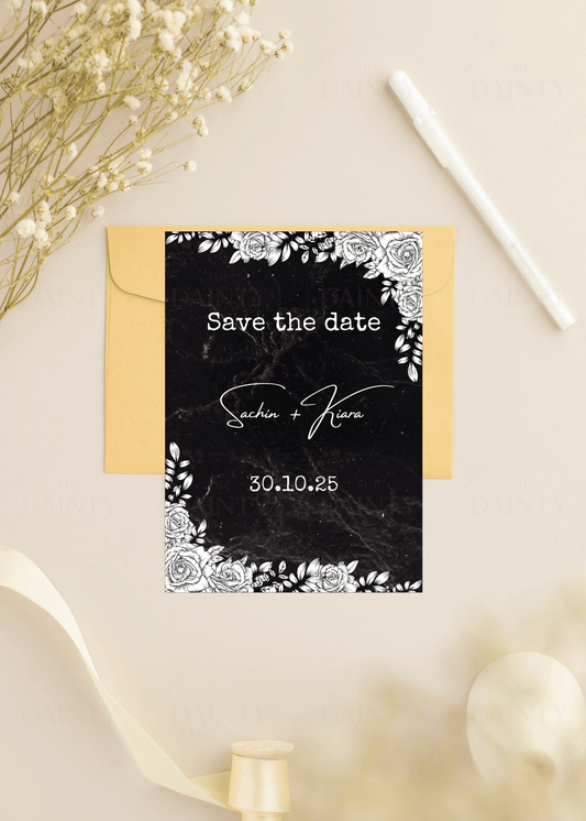B&W | Save the date Editable Digital Invitation Template | Canva Invitation | Printable & WhatsApp Invite | Instant Download