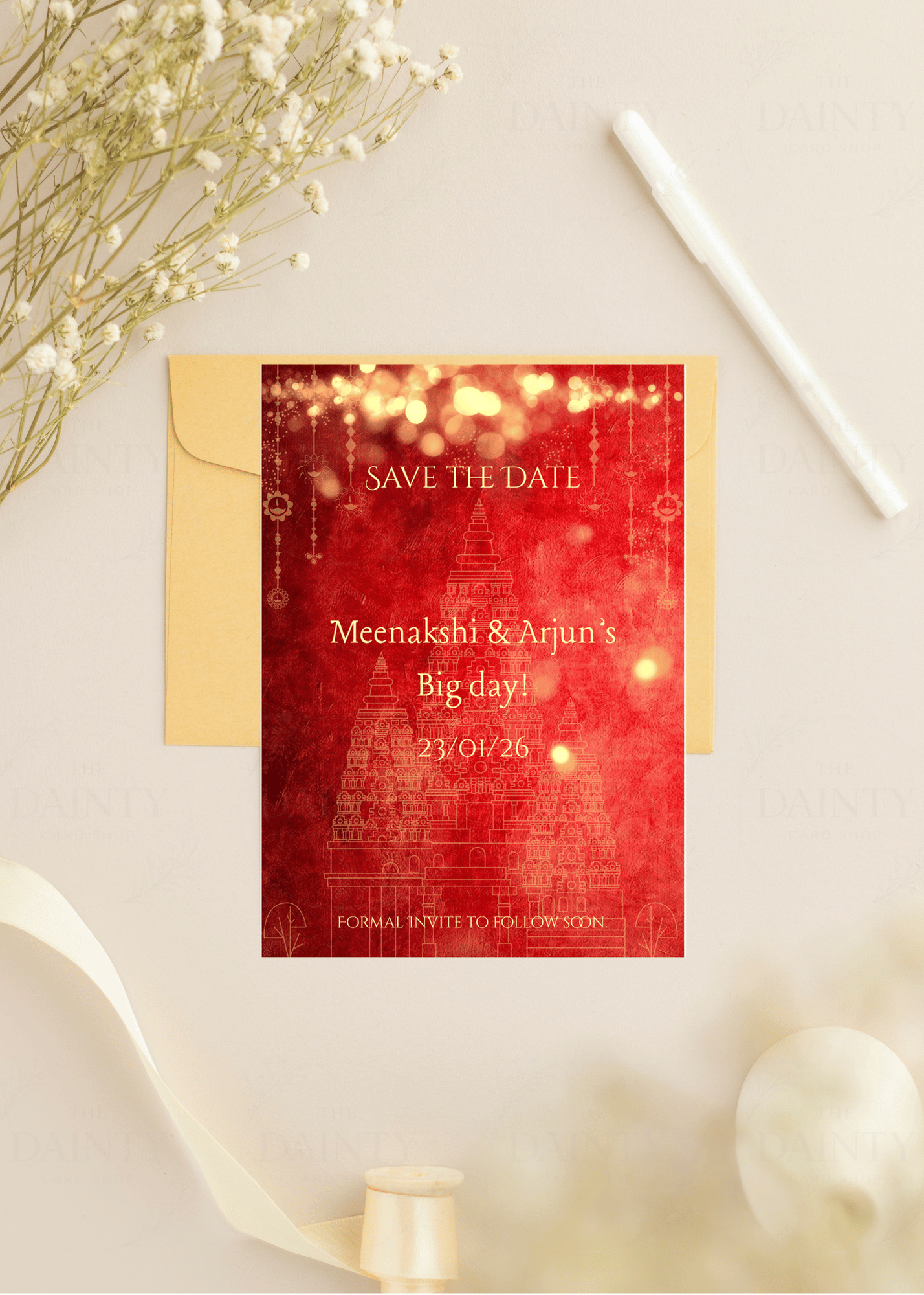 Traditional charm | Save the date Editable Digital Invitation Template | Canva Invitation | Printable & WhatsApp Invite | Instant Download