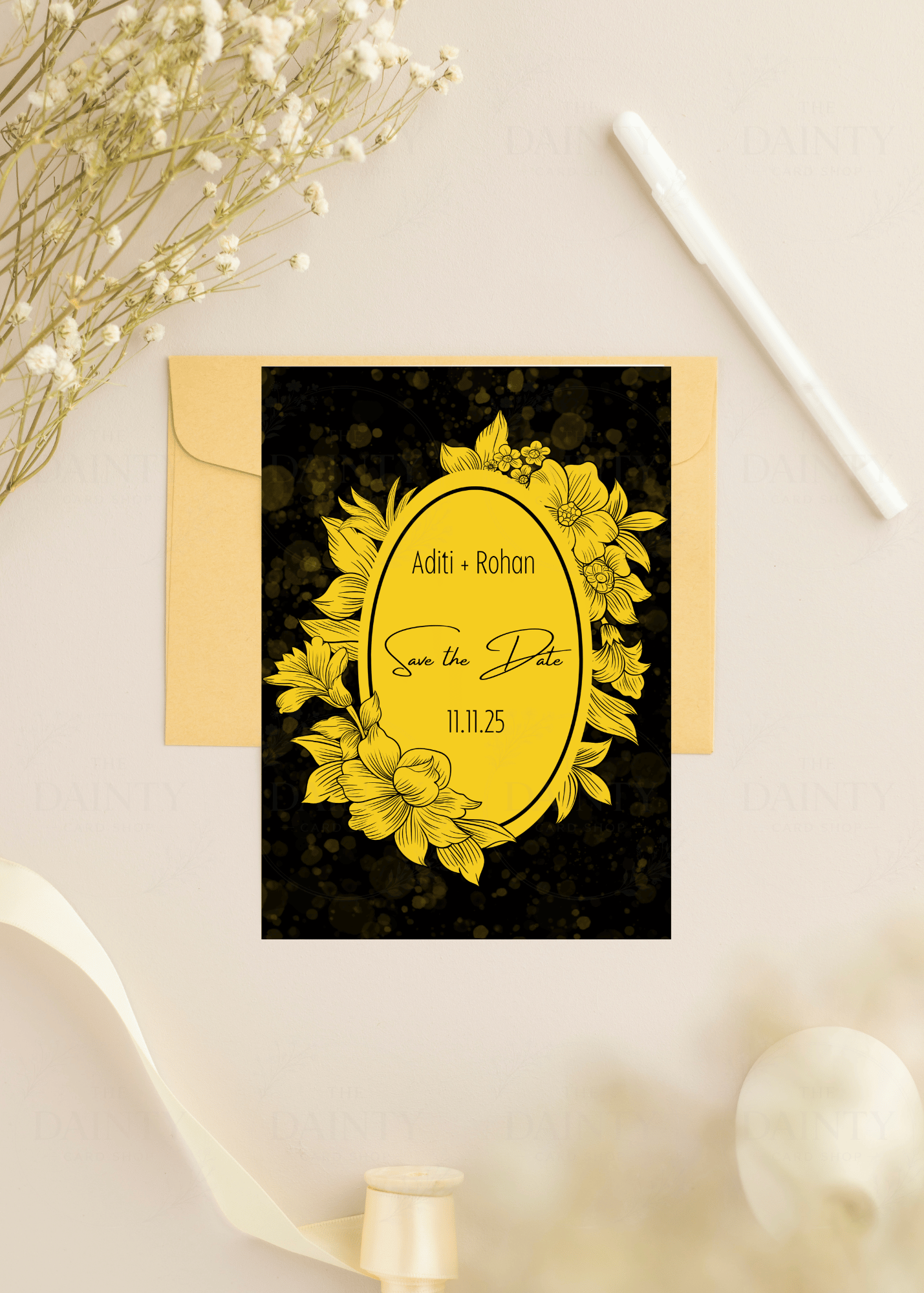 All yellow | Save the date Editable Digital Invitation Template | Canva Invitation | Printable & WhatsApp Invite | Instant Download