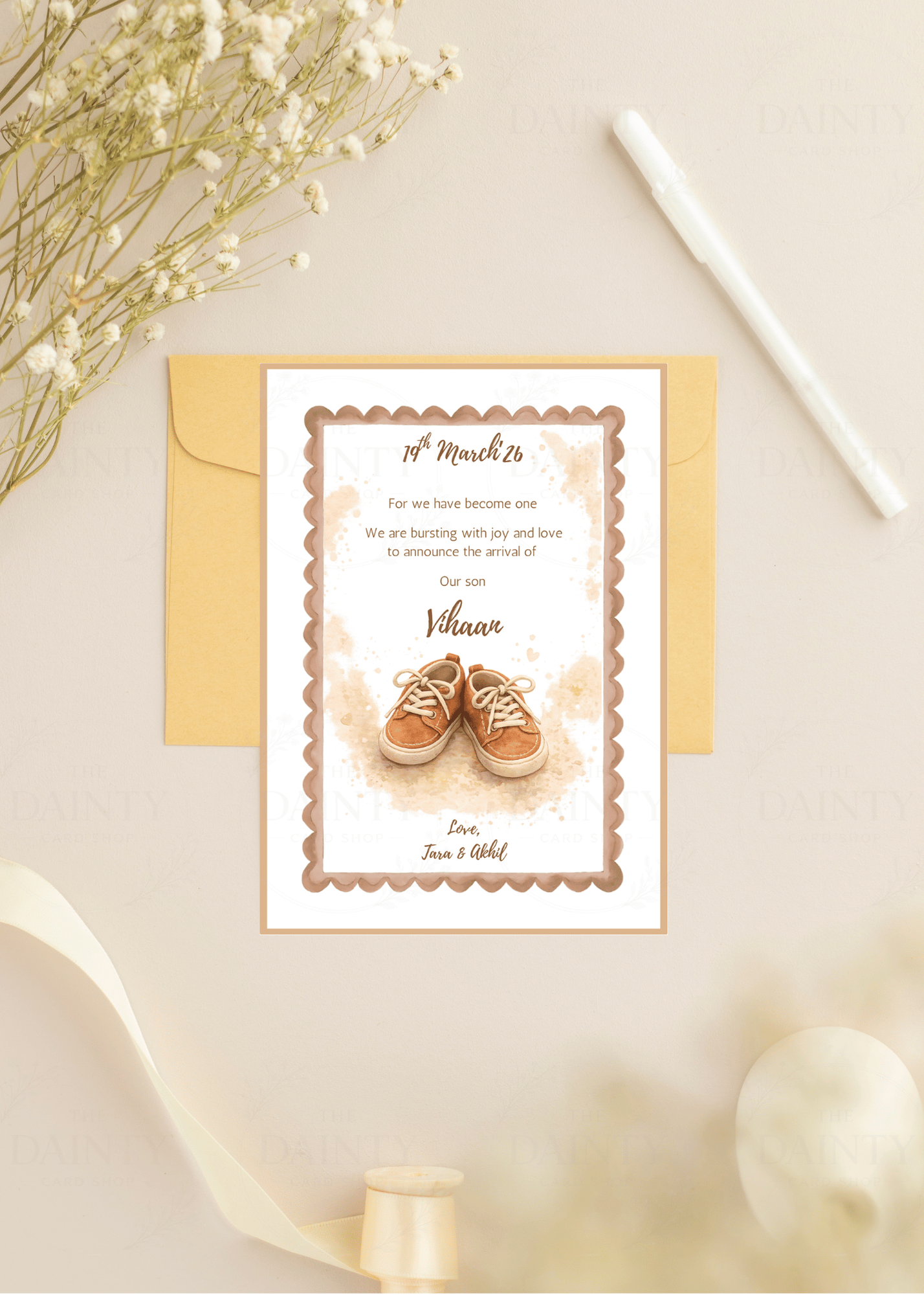 Tiny shoes | Birth announcement Editable Digital Invitation Template | Canva Invitation | Printable & WhatsApp Invite | Instant Download