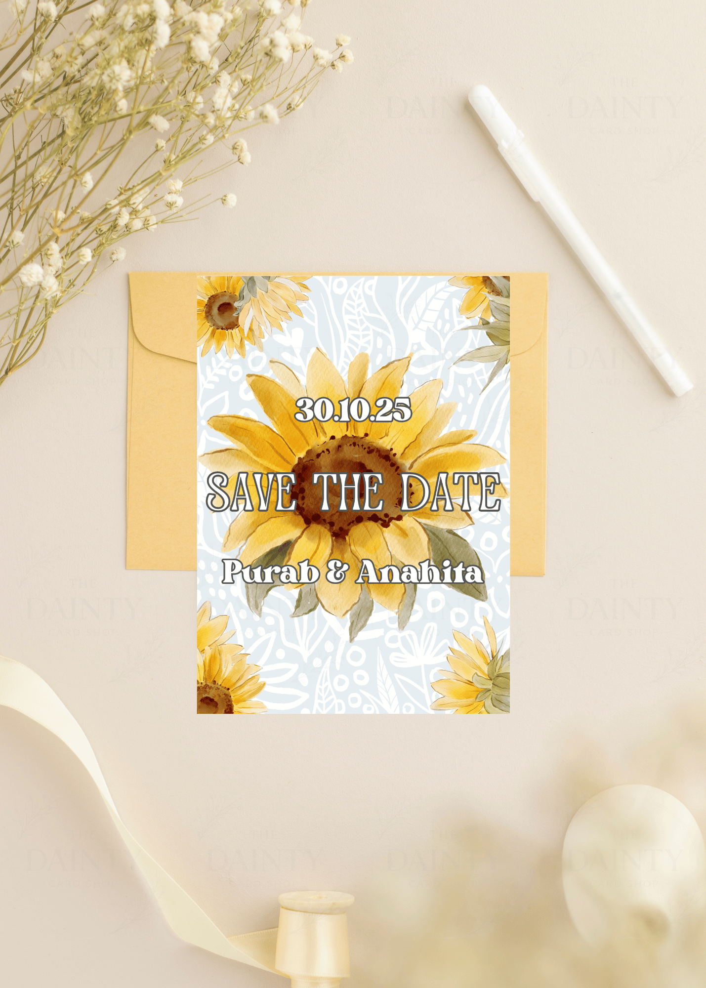 Sunflower | Save the date Editable Digital Invitation Template | Canva Invitation | Printable & WhatsApp Invite | Instant Download
