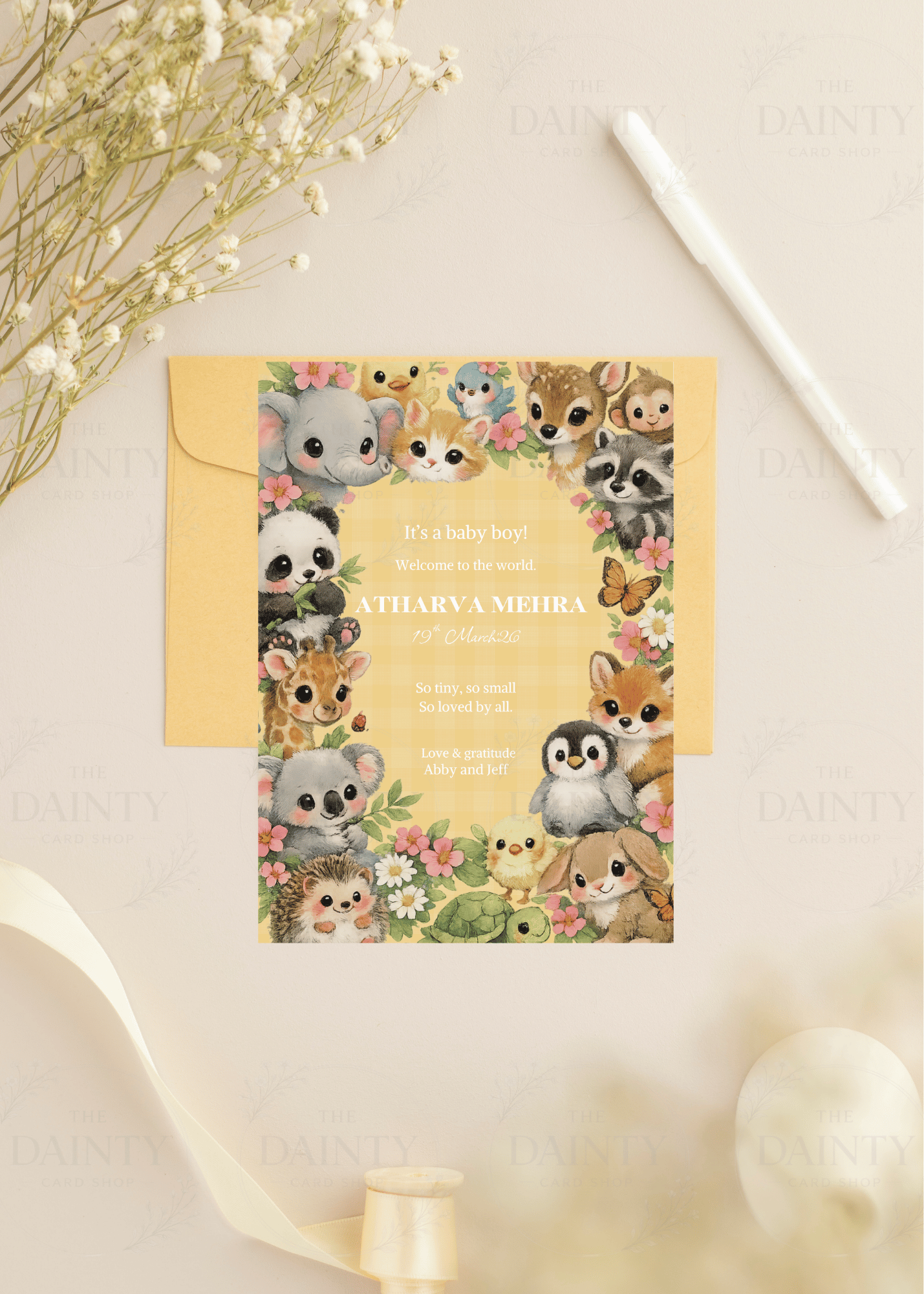 Welcome to the jungle | Birth announcement Editable Digital Invitation Template | Canva Invitation | Printable & WhatsApp Invite | Instant Download