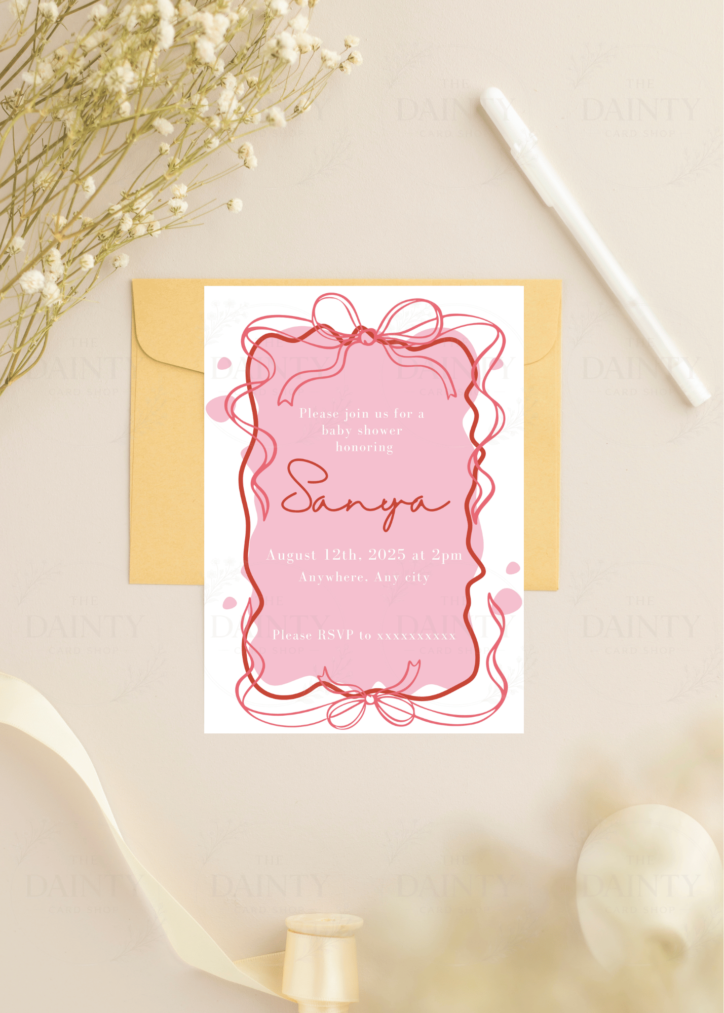 Knotted with love | Baby shower Editable Digital Invitation Template | Canva Invitation | Printable & WhatsApp Invite | Instant Download