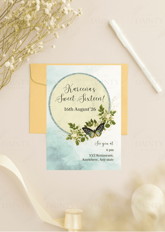 Butterfly magic | Birthday party Editable Digital Invitation Template | Canva Invitation | Printable & WhatsApp Invite | Instant Download