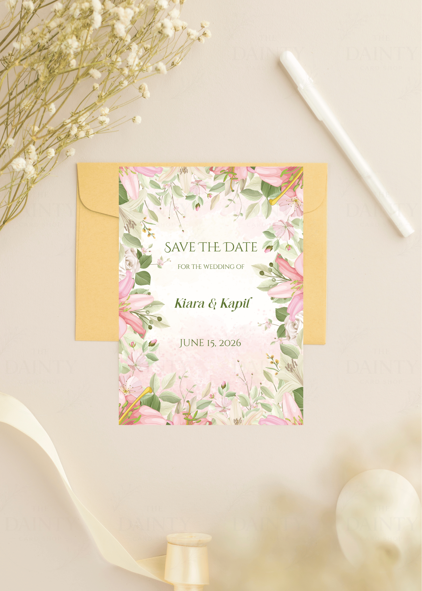 Lily love | Save the date Editable Digital Invitation Template | Canva Invitation | Printable & WhatsApp Invite | Instant Download