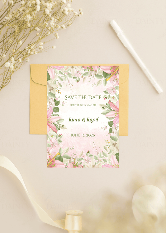 Lily love | Save the date Editable Digital Invitation Template | Canva Invitation | Printable & WhatsApp Invite | Instant Download