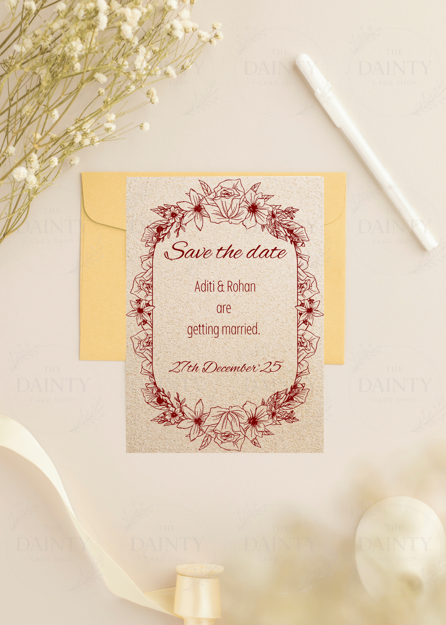 Red monotone | Save the date Editable Digital Invitation Template | Canva Invitation | Printable & WhatsApp Invite | Instant Download