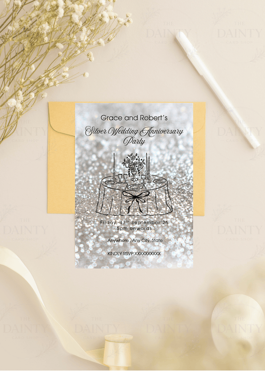 Glamorous 25 | Wedding anniversary party Invitation Template | Canva Invitation | Printable & WhatsApp Invite | Instant Download