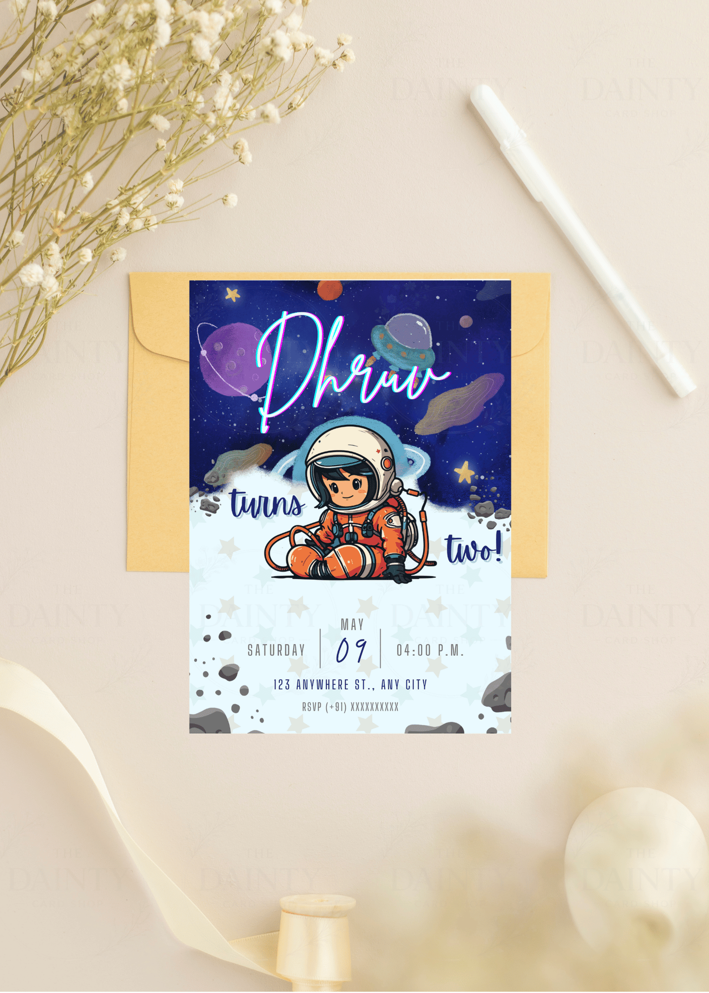 Spaced out | Birthday party Editable Digital Invitation Template | Canva Invitation | Printable & WhatsApp Invite | Instant Download