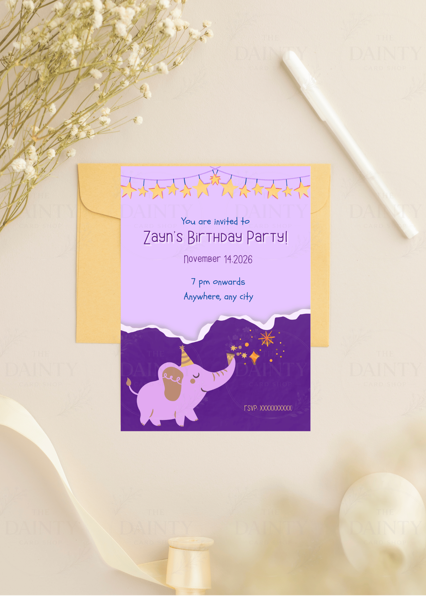 Dumbo magic | Birthday party Editable Digital Invitation Template | Canva Invitation | Printable & WhatsApp Invite | Instant Download