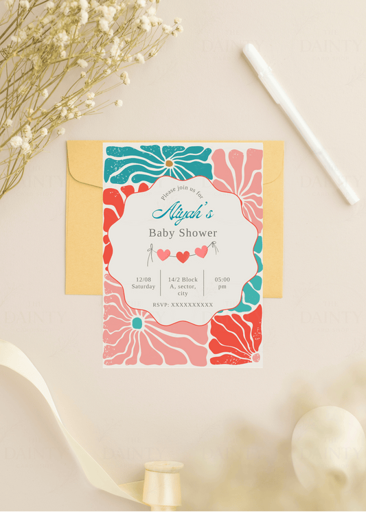 Hippie Soul | Baby Shower Editable Digital Invitation Template | Canva Invitation | Printable & WhatsApp Invite | Instant Download