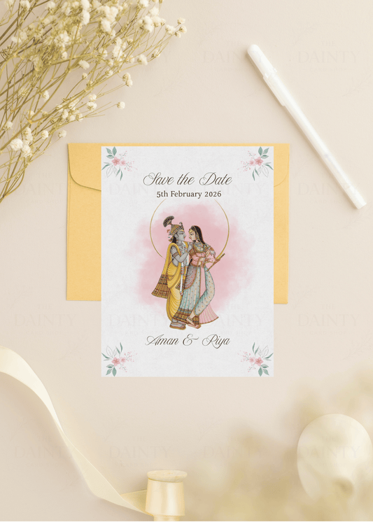 Radhe Krishna | Save the date Editable Digital Invitation Template | Canva Invitation | Printable & WhatsApp Invite | Instant Download