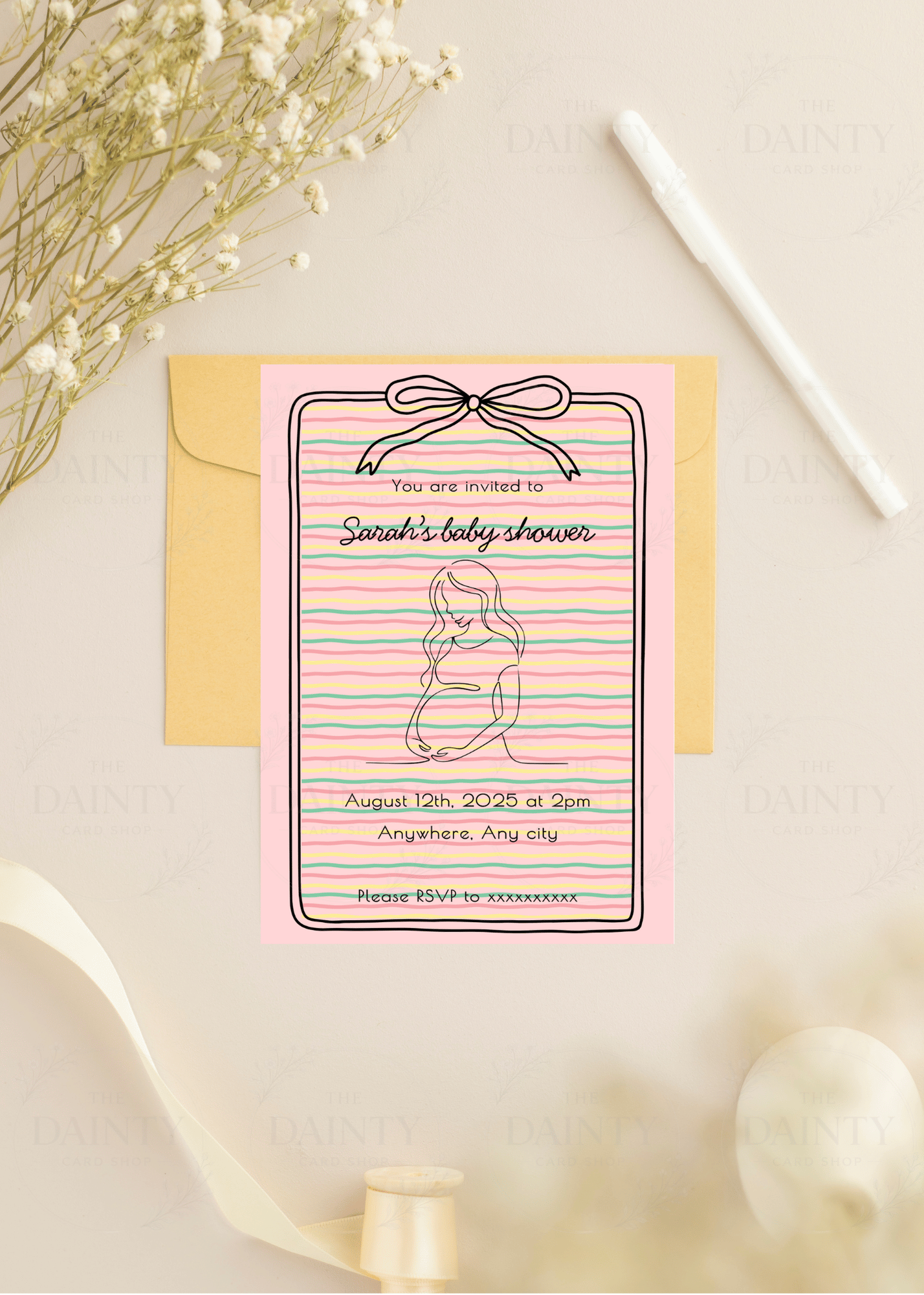 Baby bump | Baby shower Editable Digital Invitation Template | Canva Invitation | Printable & WhatsApp Invite | Instant Download