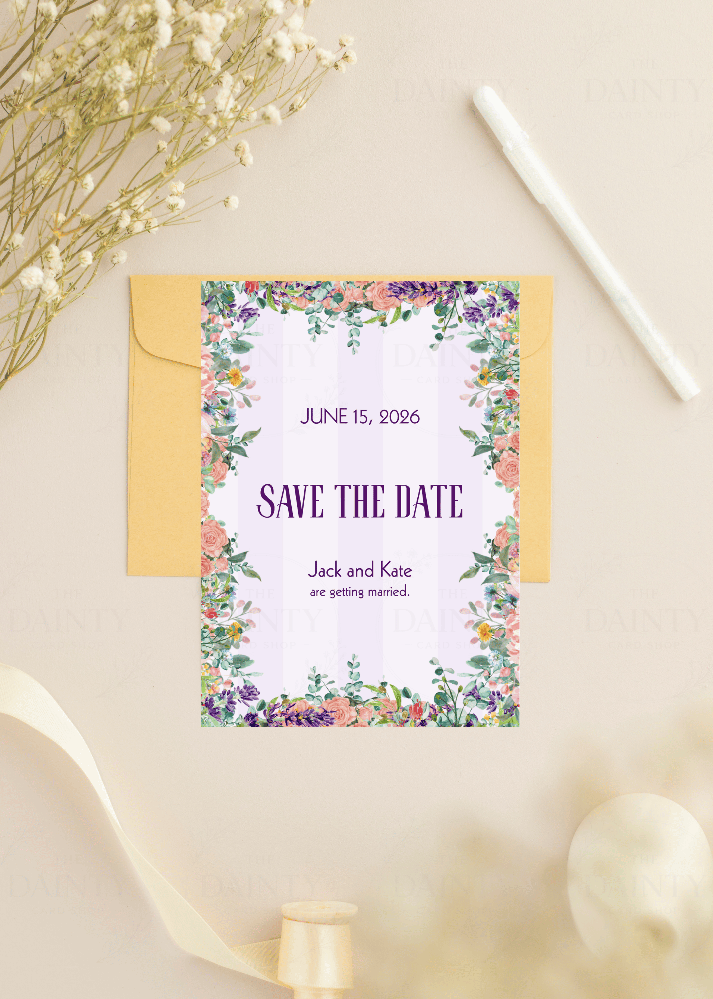 Lavender love | Save the date Editable Digital Invitation Template | Canva Invitation | Printable & WhatsApp Invite | Instant Download