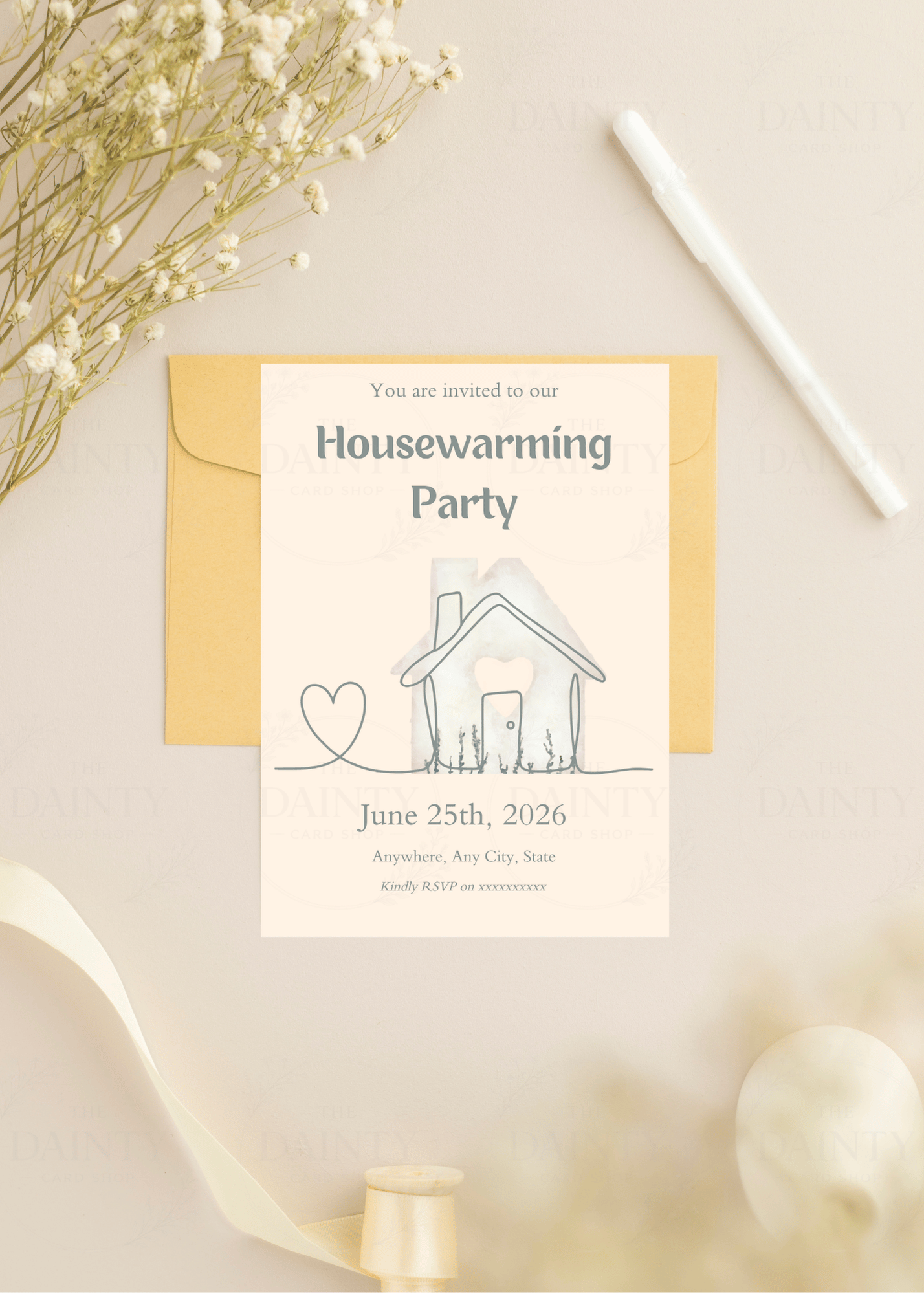 All heart | Housewarming party Editable Digital Invitation Template | Canva Invitation | Printable & WhatsApp Invite | Instant Download