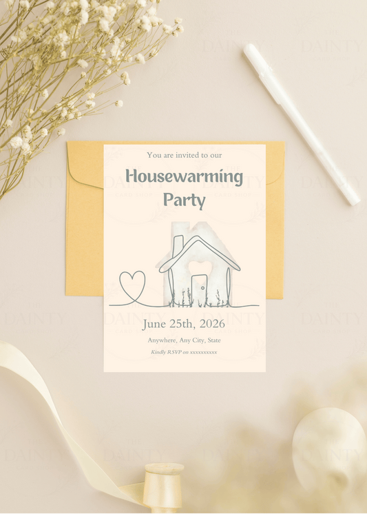 All heart | Housewarming party Editable Digital Invitation Template | Canva Invitation | Printable & WhatsApp Invite | Instant Download