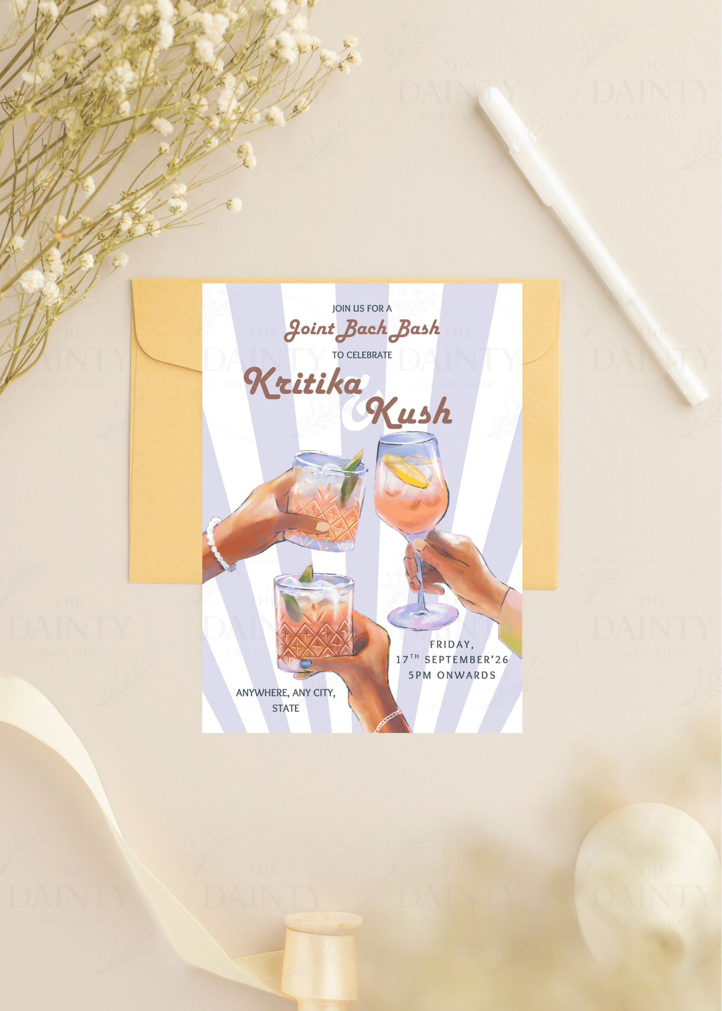 Let's celebrate | Bach bash Editable Digital Invitation Template | Canva Invitation | Printable & WhatsApp Invite | Instant Download