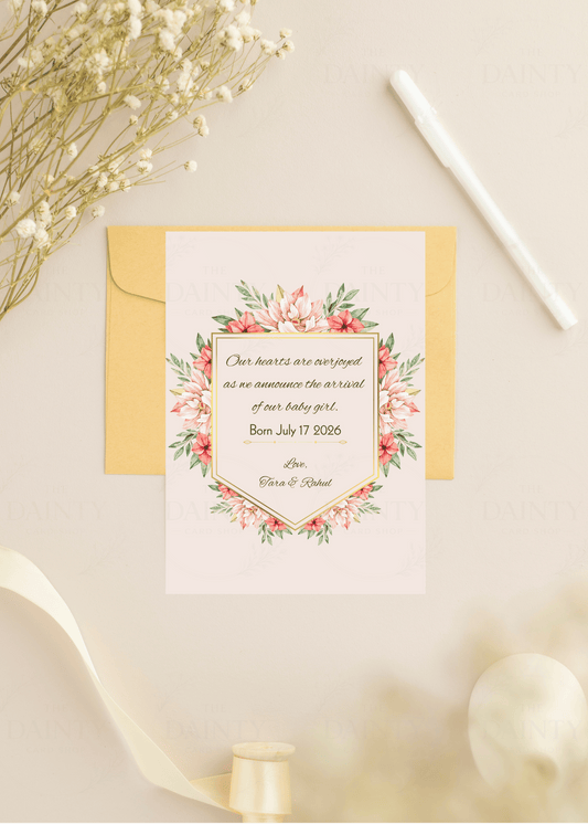 Peach elegance | Birth announcement Editable Digital Invitation Template | Canva Invitation | Printable & WhatsApp Invite | Instant Download