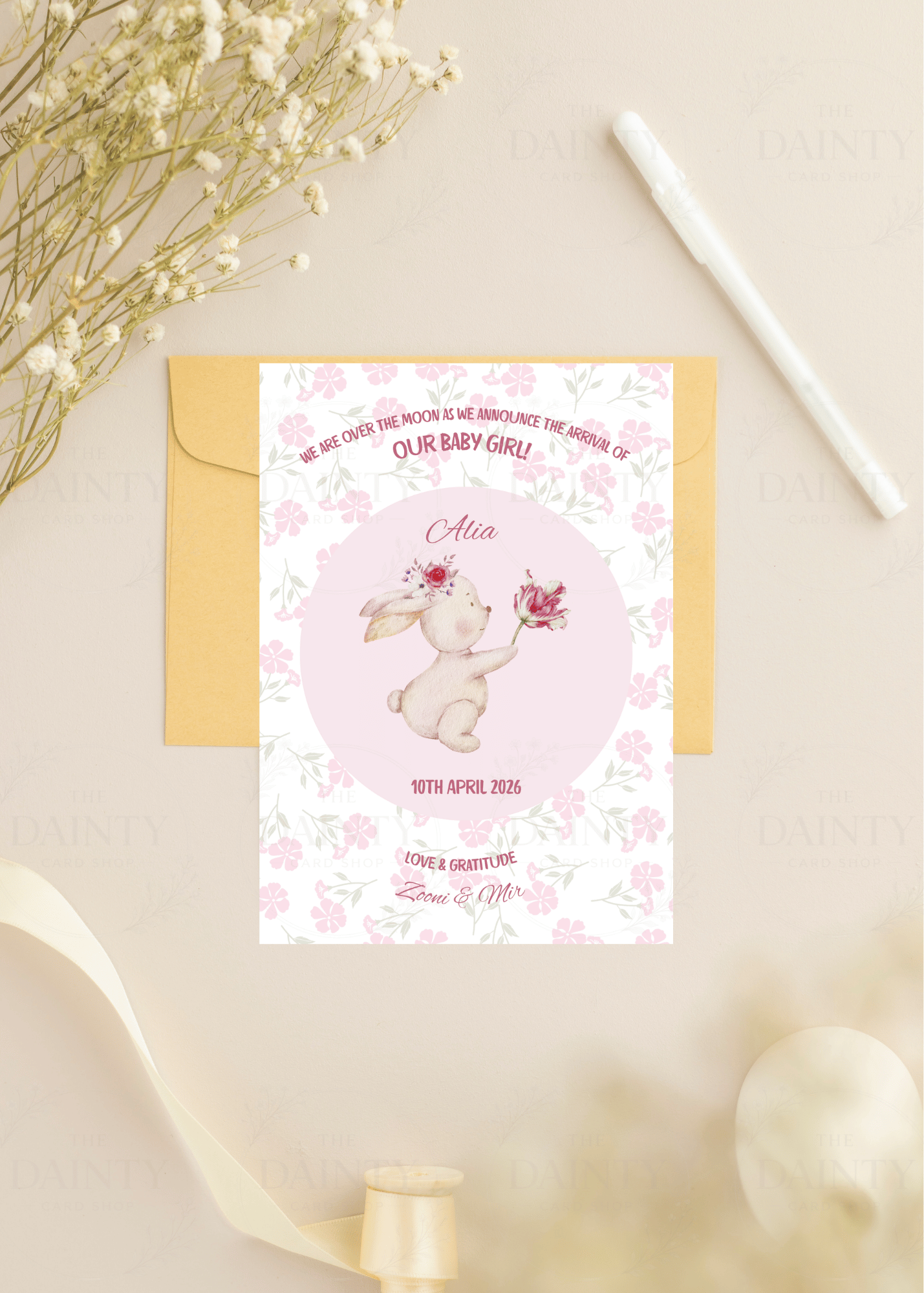 Honey bunny | Birth announcement Editable Digital Invitation Template | Canva Invitation | Printable & WhatsApp Invite | Instant Download